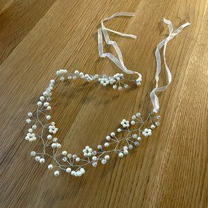Crystal Pearl Rhinestone Headband Tiara Women Bride Silver Color Bridal Wedding